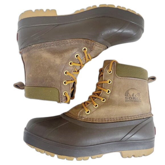 Sorel Men's Cheyanne II Duck Boots Brown Leather Lace Up Boots Size 8 - Picture 1 of 10